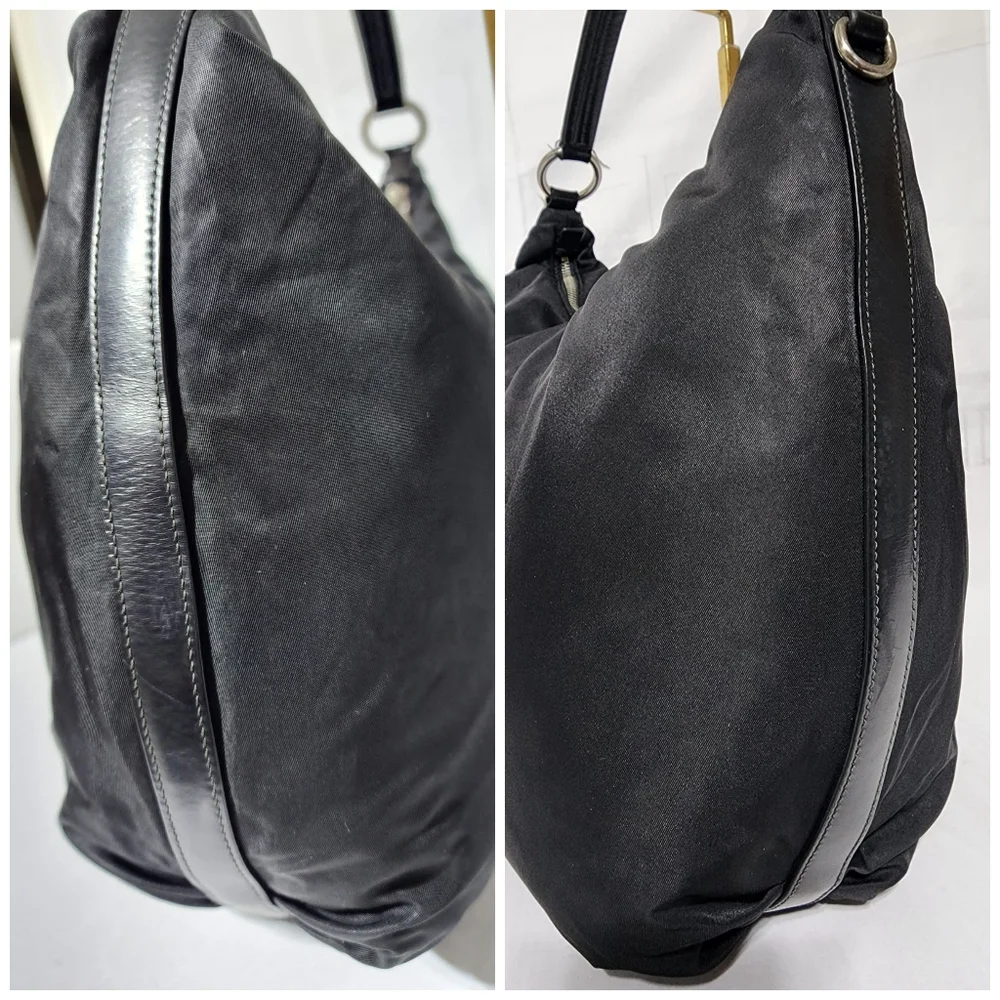 PRADA Tessuto Nylon Saffiano Sacca Shoulder Bag Black